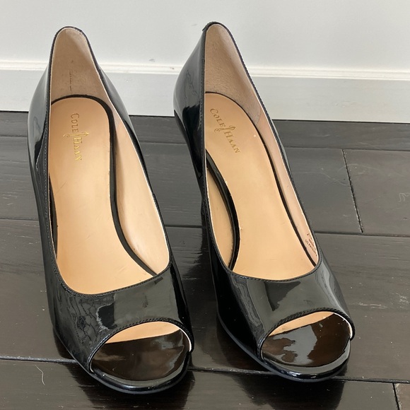 Cole Haan Shoes - Cole Haan x NikeAir Black Patent Peep Toe 3” Heels Women’s Size 9B